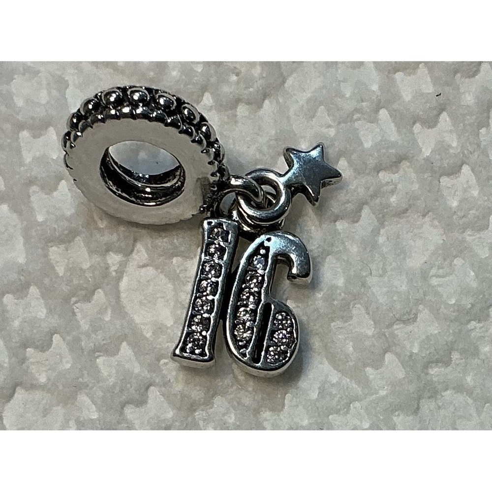Pandora 16th Celebration Sweet 16 Dangle Charm 797261CZ Sterling Silver CZ